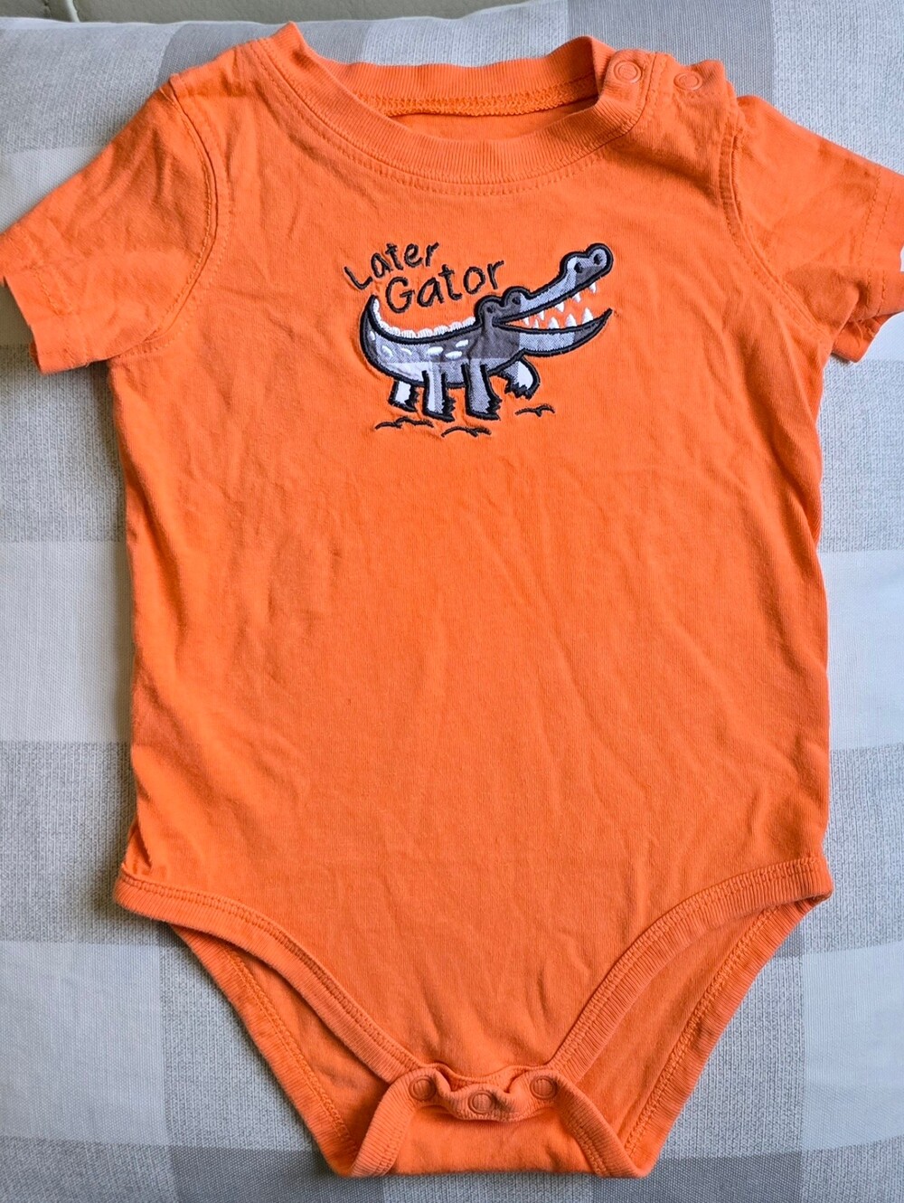 Jumping Beans Orange Alligator Unisex Onesie Plaid 12 Months